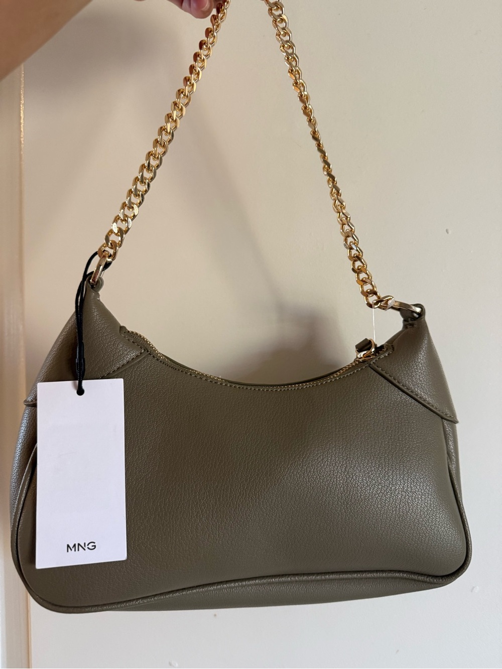 MANGO Olive green Crossbody Bag with chain